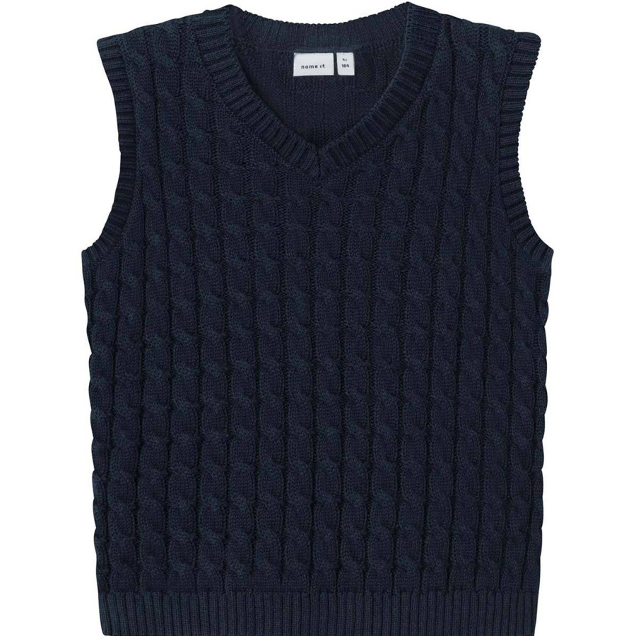 Barneklaer Name It | Name It Ruso Strikket Vest Til Smabarn, Dark Sapphire