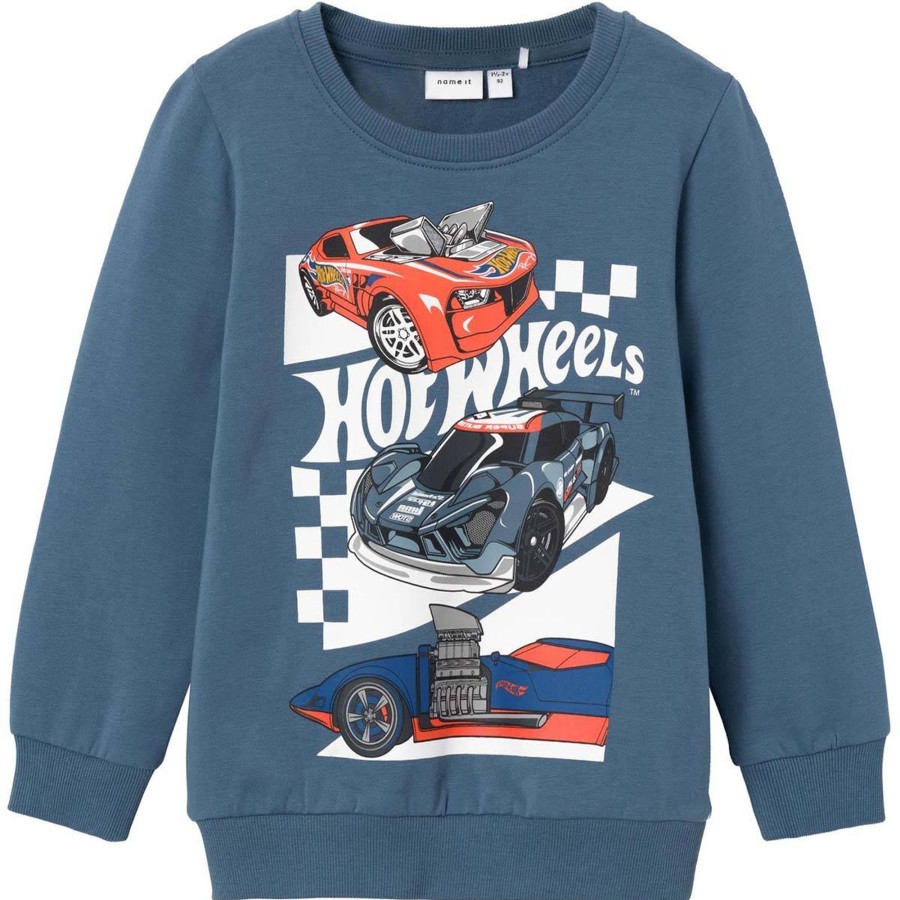 Barneklaer Name It | Name It Mapeto Hot Wheels Sweatshirt Til Smabarn, Bluefin