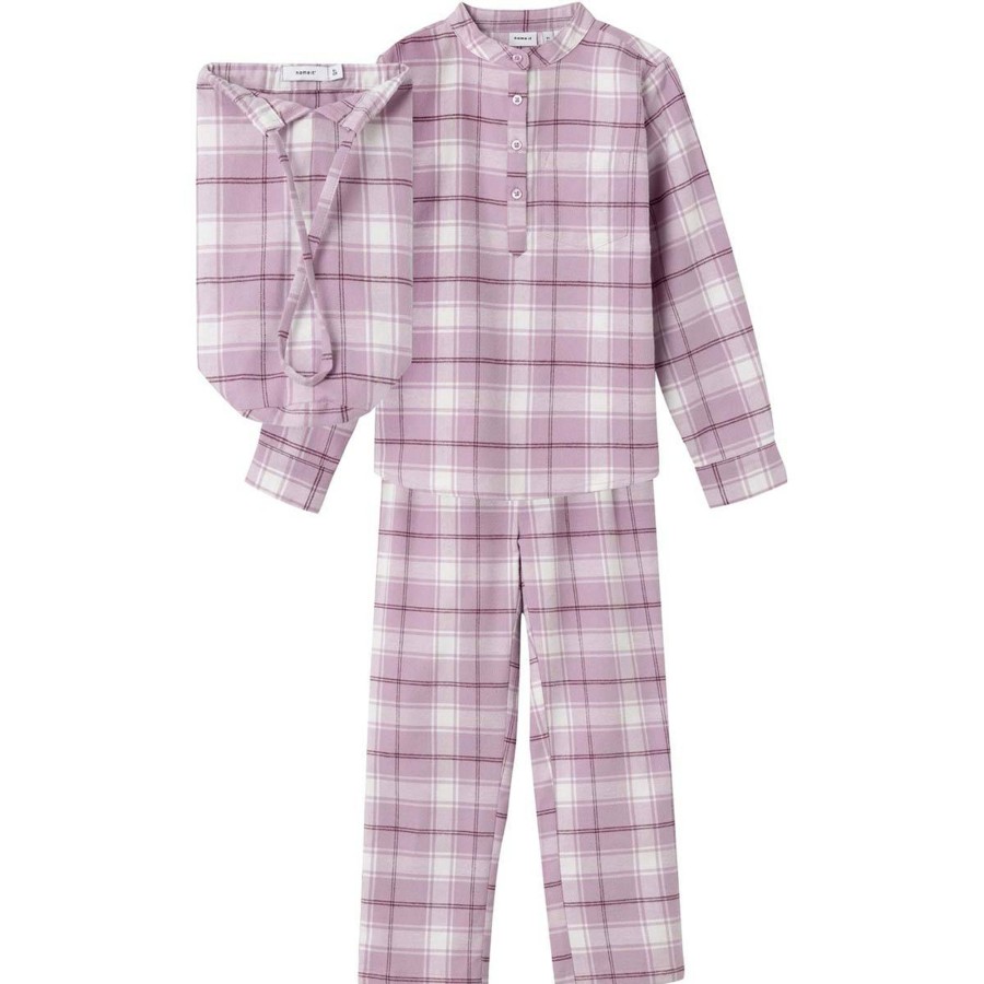 Barneklaer Name It | Name It Ripy Pyjamas M/Ruter Barn, Lavender Mist