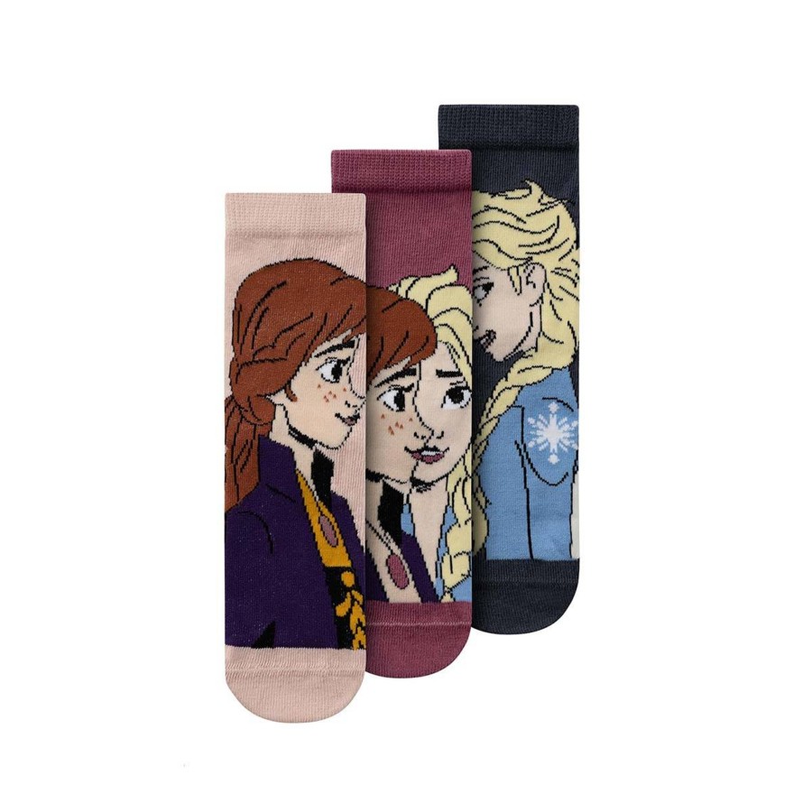 Barneklaer Name It | Name It 3-Pack Frozen Sokker Til Smabarn, Rose Smoke