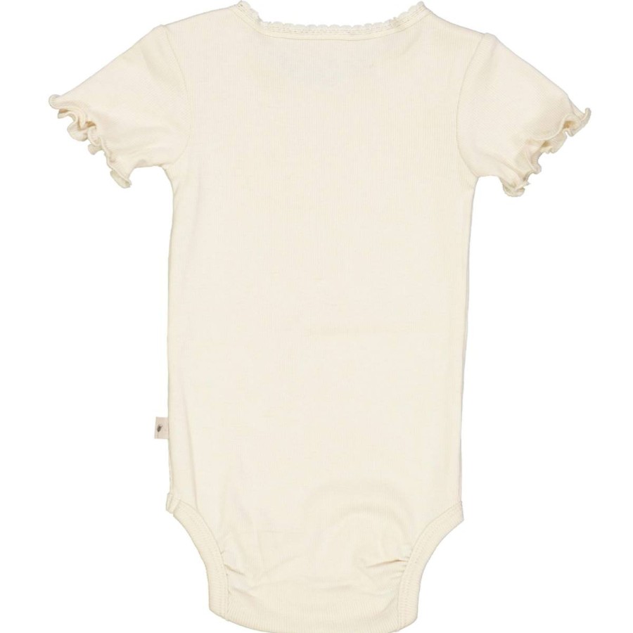 Barneklaer Wheat | Wheat Rib Lace Kortermet Body, Eggshell