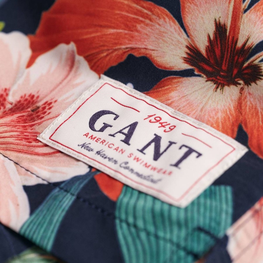 Barneklaer Gant | Gant Floral Badeshorts Til Barn Og Ungdom, Marine