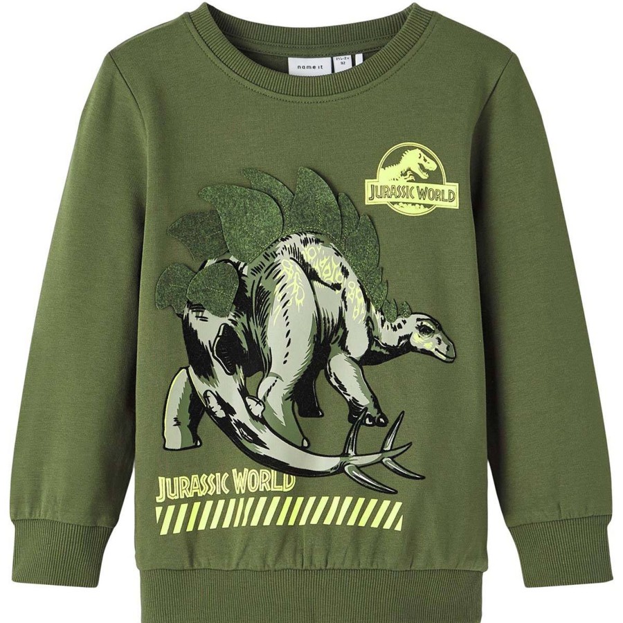 Barneklaer Name It | Name It Jovan Jurassic Sweatshirt Til Barn, Rifle Green