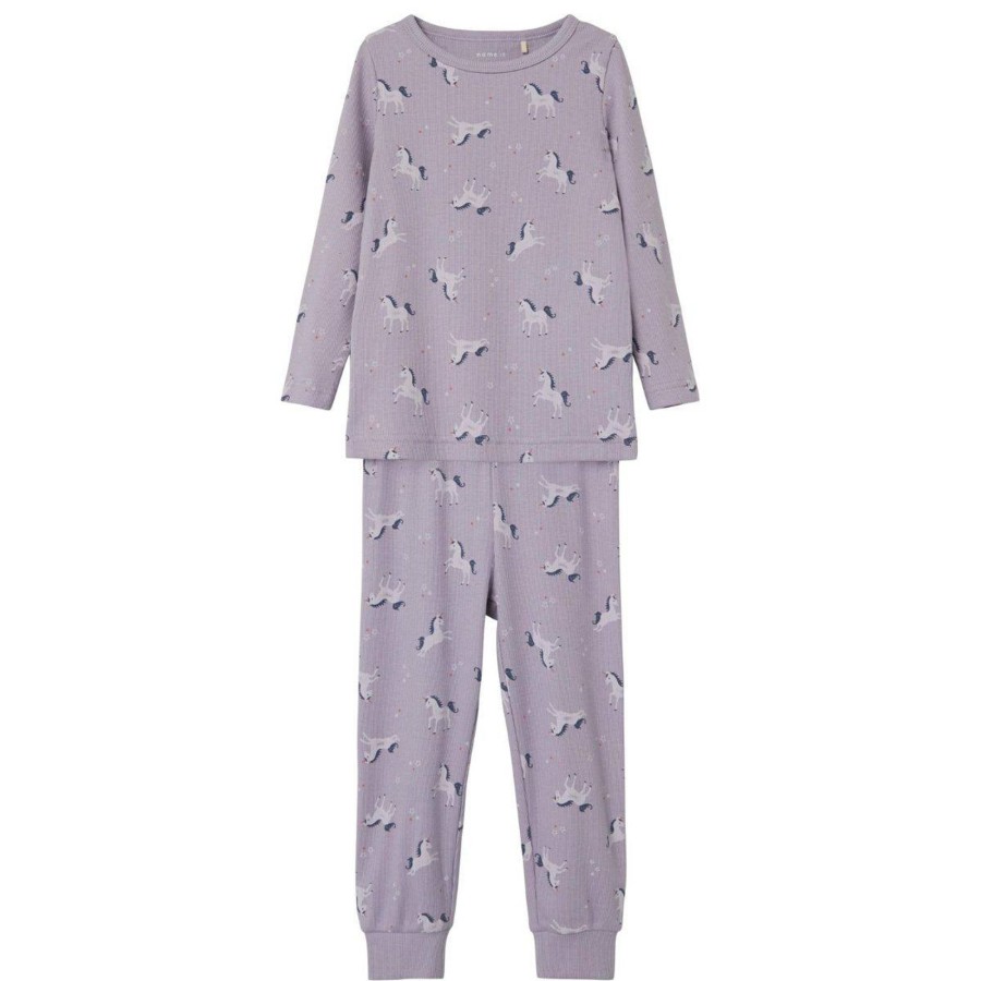 Barneklaer Name It | Name It 2-Delt Pyjamas Til Smabarn, Lavender Aura