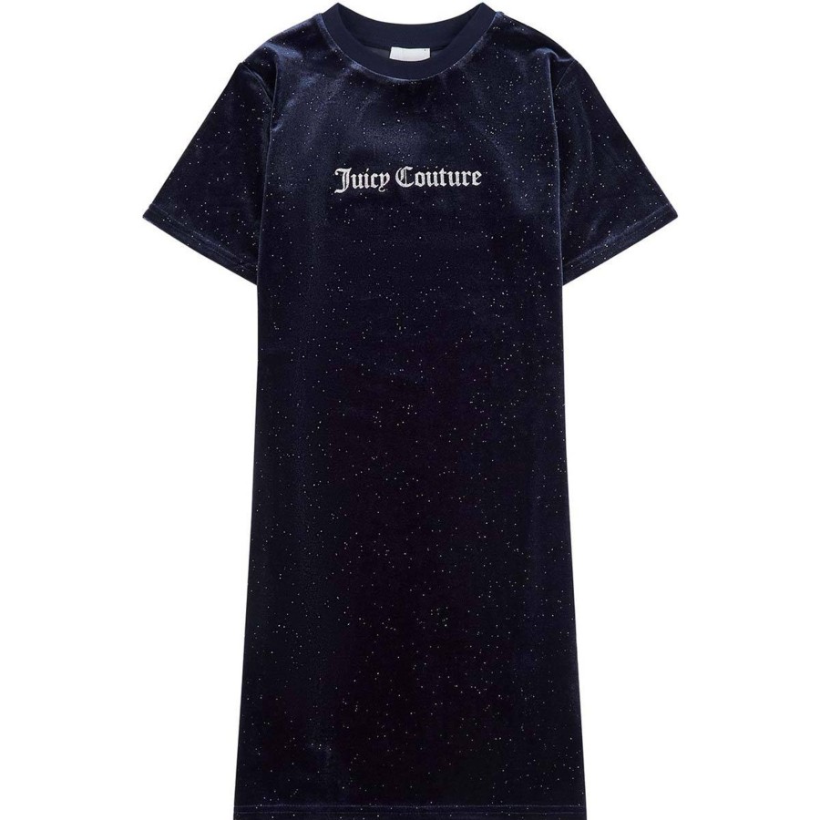 Barneklaer Juicy Couture | Juicy Couture Glitter Kjole I Velour, Night Sky