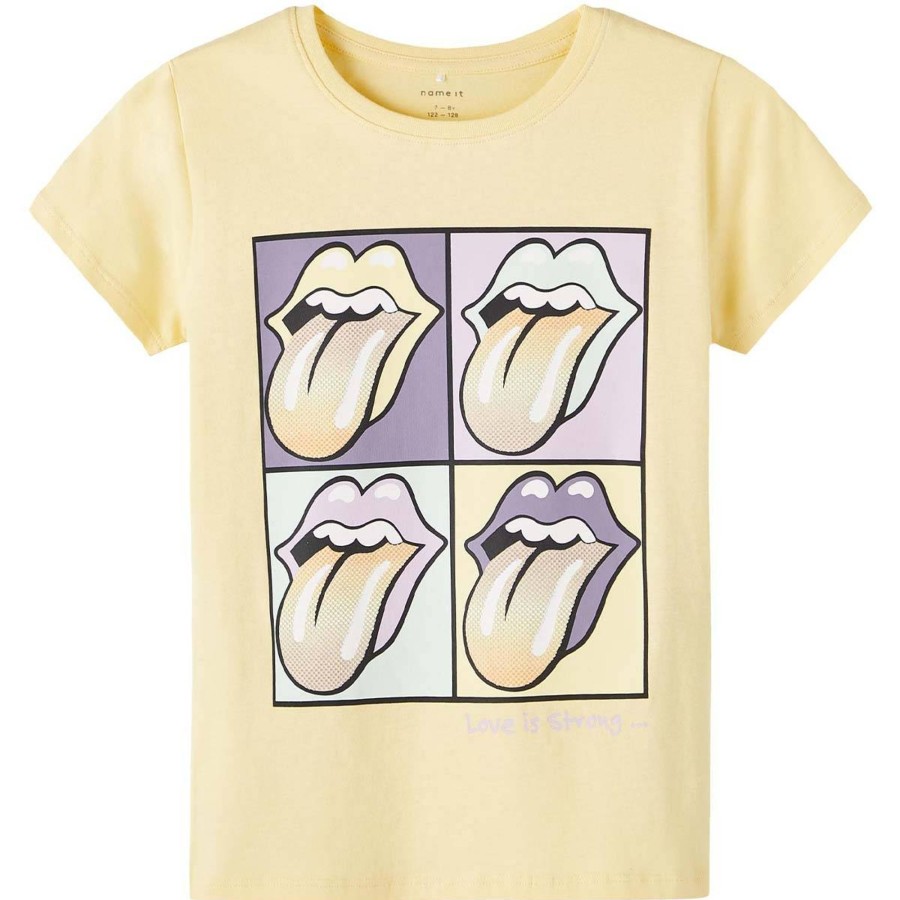 Barneklaer Name It | Name It Mus Rolling Stones T-Skjorte Til Barn, Double Cream