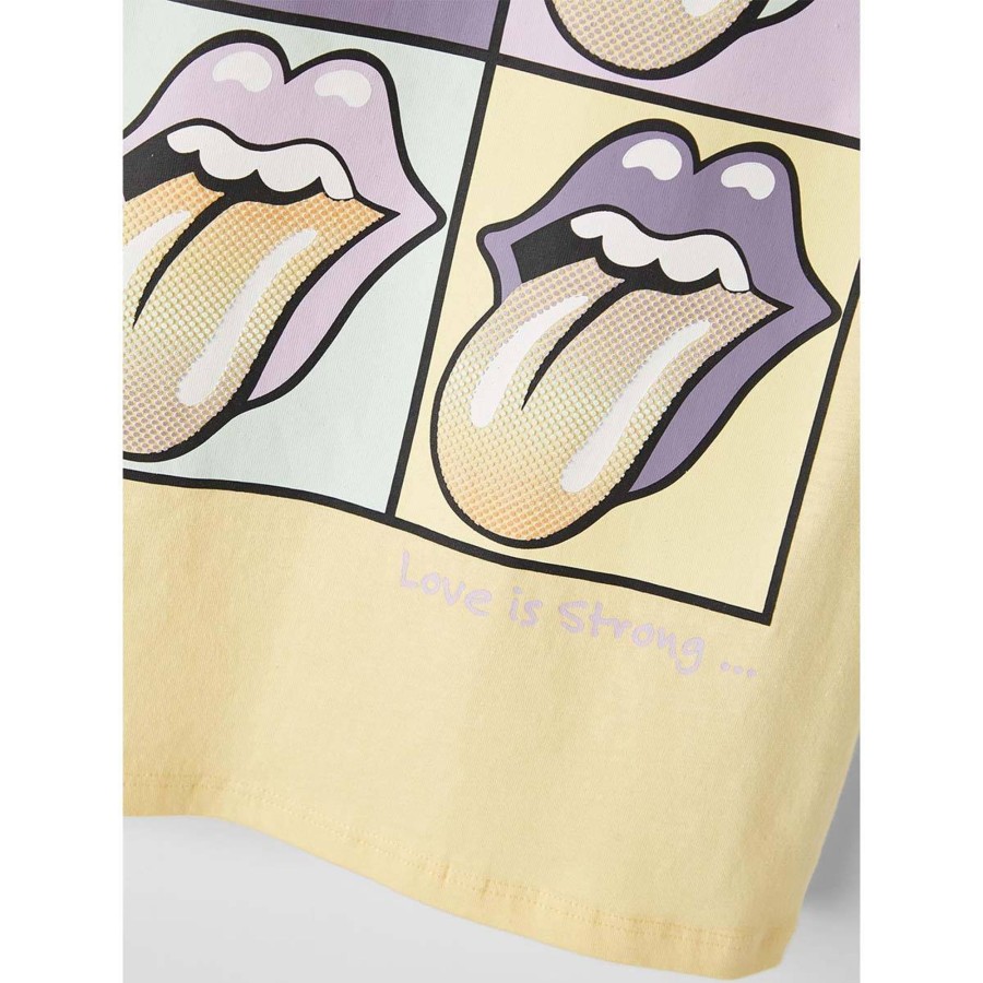 Barneklaer Name It | Name It Mus Rolling Stones T-Skjorte Til Barn, Double Cream