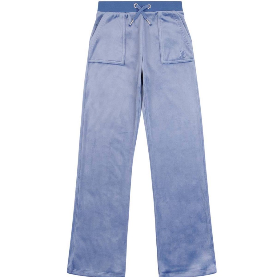 Barneklaer Juicy Couture | Juicy Couture Velour Joggebukse Til Barn, Grey Blue