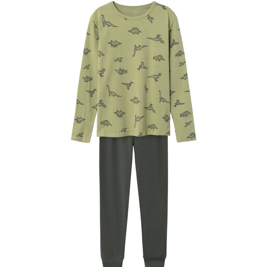 Barneklaer Name It | Name It 2-Delt Pyjamas Til Barn M/Dino, Sage