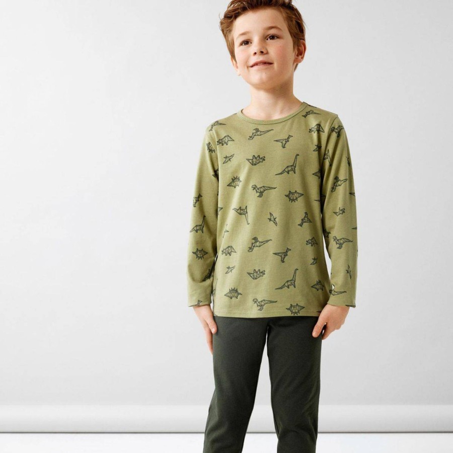 Barneklaer Name It | Name It 2-Delt Pyjamas Til Barn M/Dino, Sage