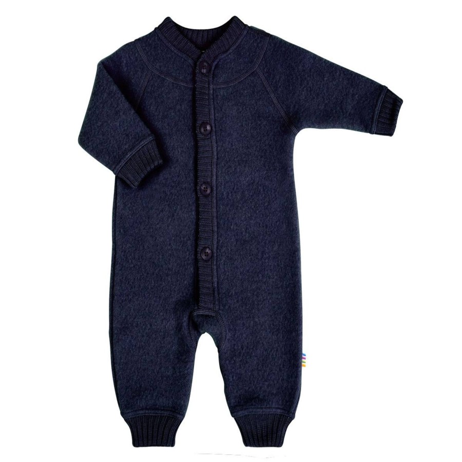 Yttertoy Og Sko Joha | Joha Ullfleece Heldress Til Baby Med Knapper, Navy