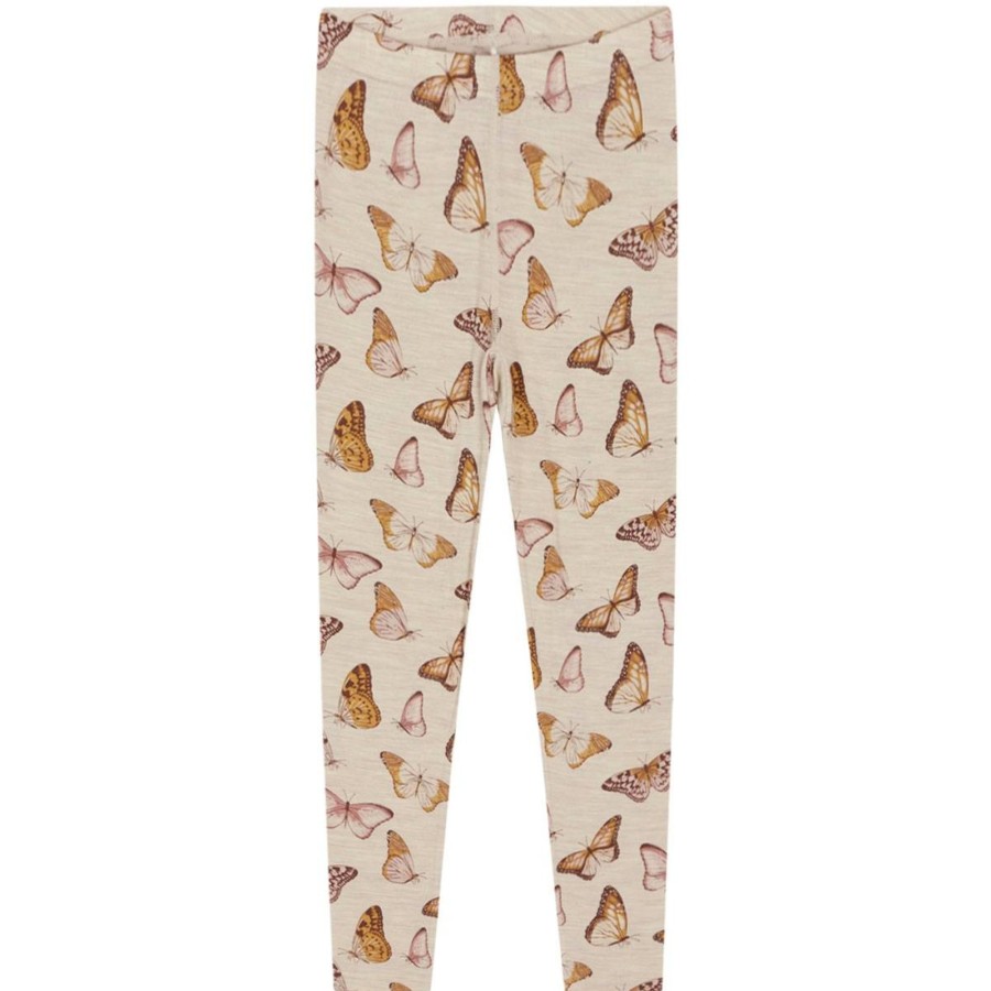 Barneklaer Hust&Claire ull | Hust & Claire Leggings I Ull/Silke Sommerfugler, Wheat