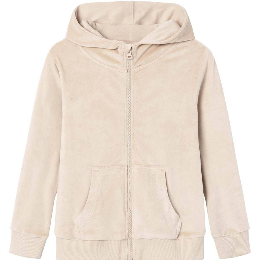 Barneklaer Name It | Name It Najala Velour Zip Jakke Til Barn, Oxford Tan