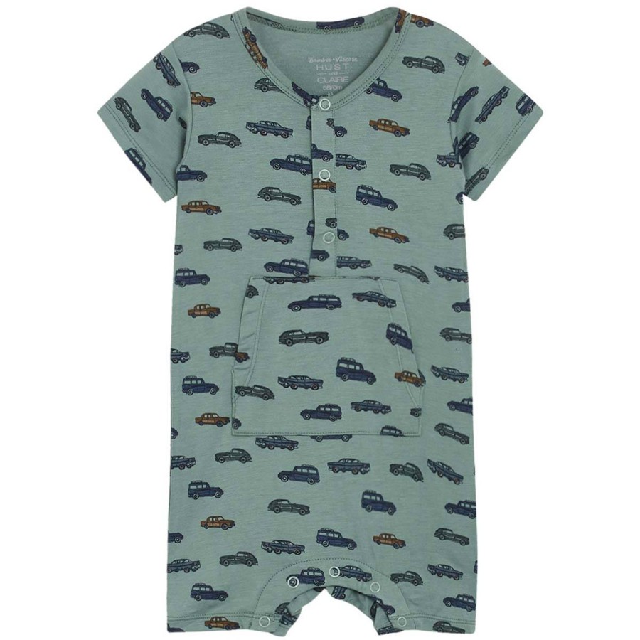 Barneklaer Hust&Claire bambus | Hust & Claire Mungo Kortermet Romper Baby, Green Ice