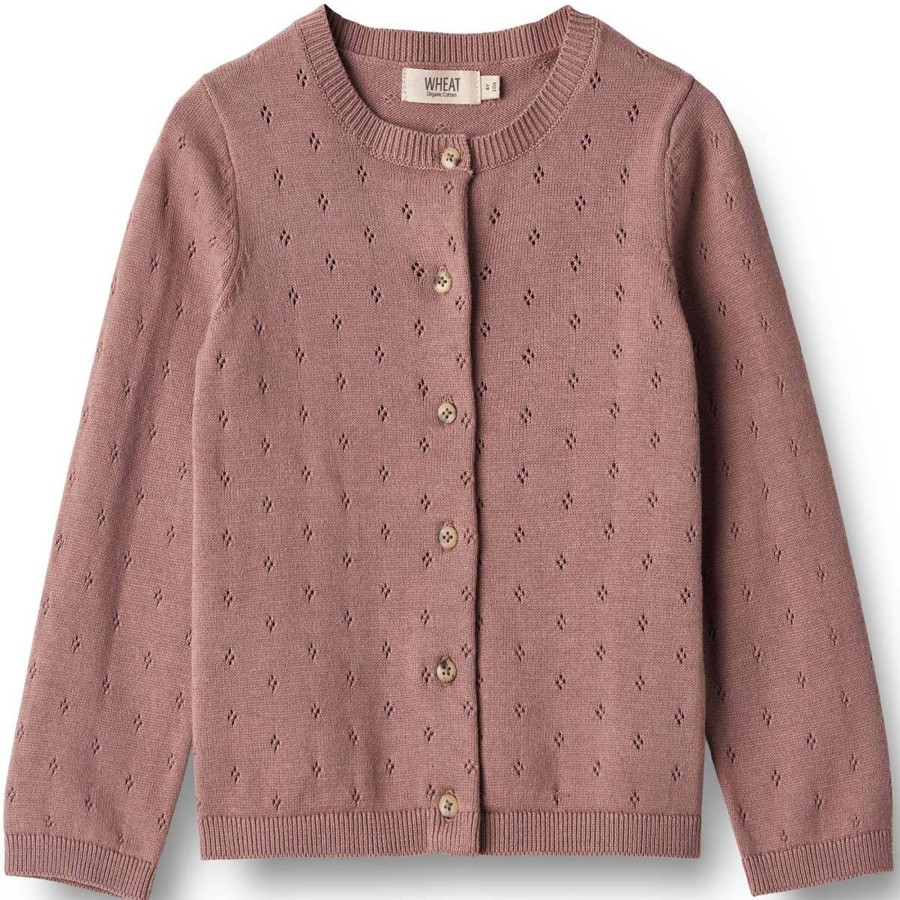 Barneklaer Wheat | Wheat Maia Strikket Cardigan Til Barn, Lavender Rose