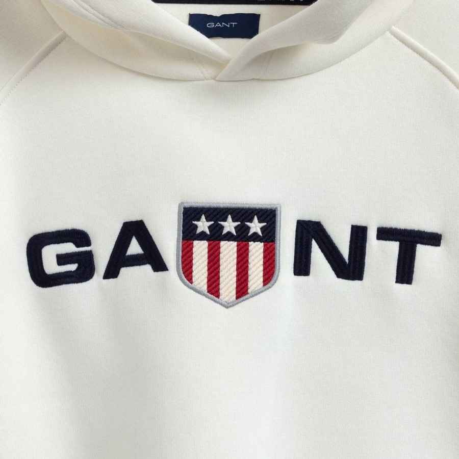 Barneklaer Gant | Gant Retro Shield Cropped Hettegenser, Eggshell