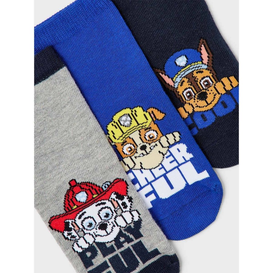 Barneklaer Name It | Name It Jion 3-Pack Paw Patrol Sokker, Dark Sapphire