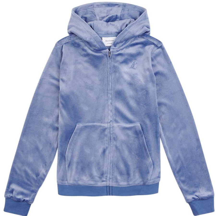 Barneklaer Juicy Couture | Juicy Couture Velour Hettejakke Til Barn, Grey Blue