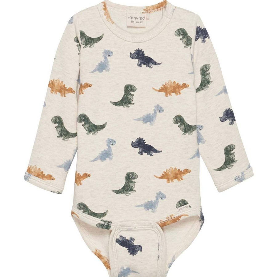 Barneklaer MinyMo | Minymo Body Med Dinosaur, Beige Melange