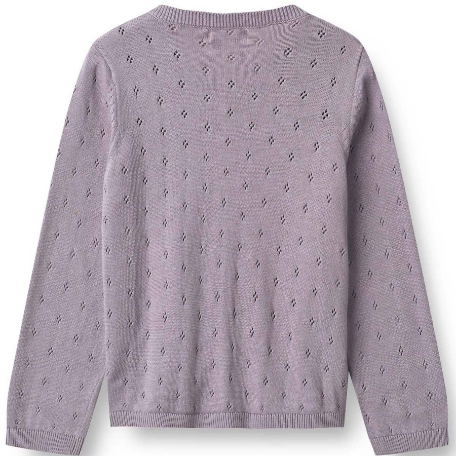 Barneklaer Wheat | Wheat Maia Strikket Cardigan Til Barn, Lavender