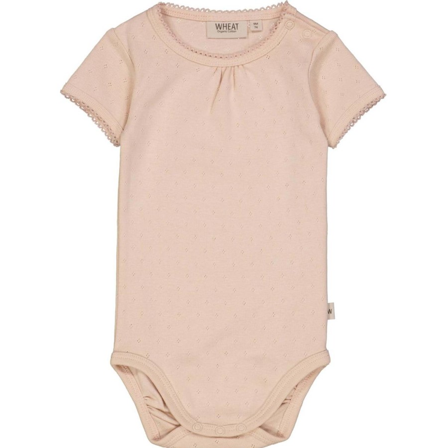 Barneklaer Wheat | Wheat Frills Kortermet Body, Rose Dust