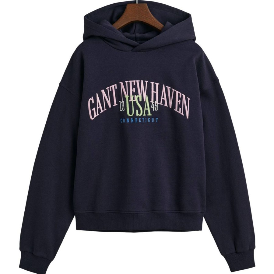 Barneklaer Gant | Gant Voluminous Hettegenser Til Barn, Evening Blue