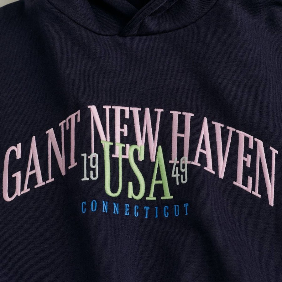 Barneklaer Gant | Gant Voluminous Hettegenser Til Barn, Evening Blue