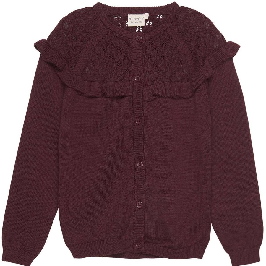 Barneklaer MinyMo | Minymo Strikket Cardigan Til Barn, Catawba Grape