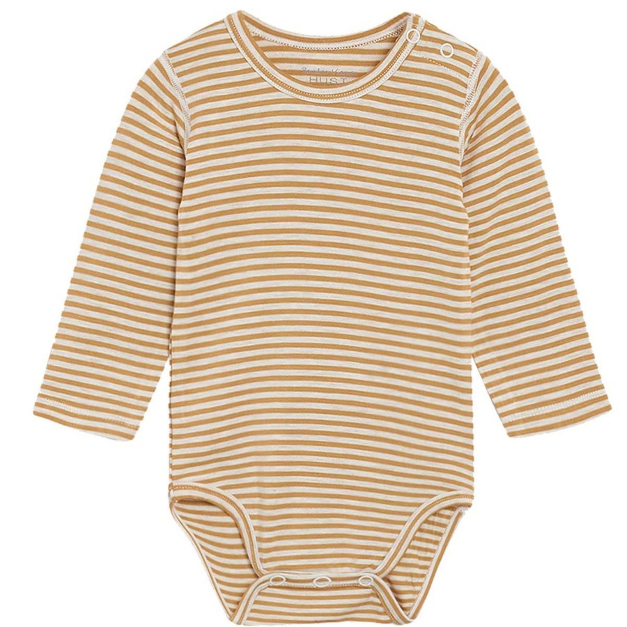 Barneklaer Hust&Claire bambus | Hust & Claire Buller Body Med Striper Bambus, Cinnamon