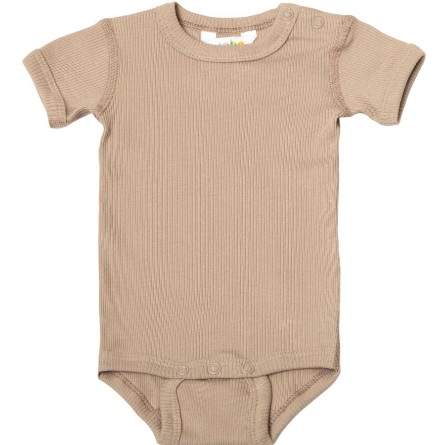 Barneklaer Joha | Joha Ribbet Kortermet Body, Beige