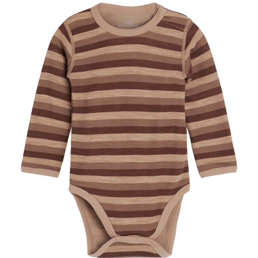 Barneklaer Hust&Claire ull | Hust & Claire Baloo Body I Ull/Bambus Striper, Biscuit