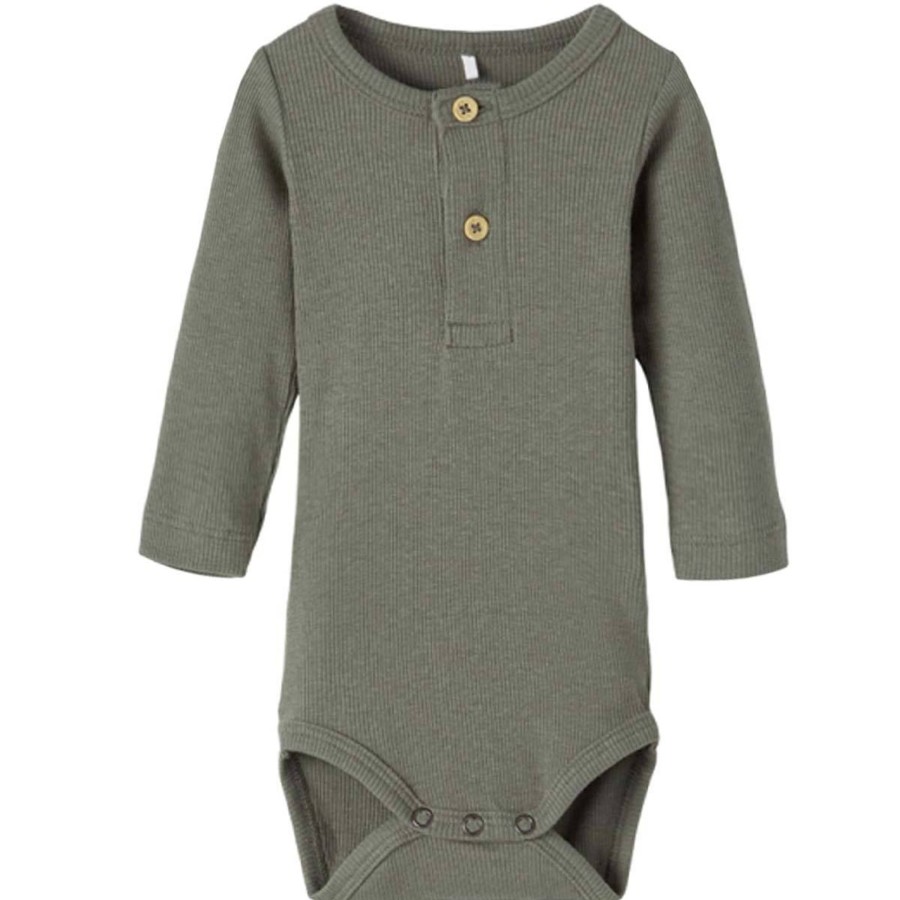 Barneklaer Name It | Name It Kab Ribb Body, Dusty Olive Melange