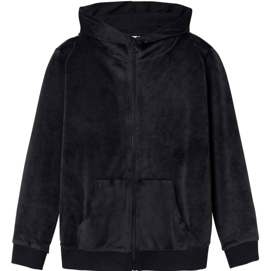 Barneklaer Name It | Name It Najala Velour Zip Jakke Til Barn, Black