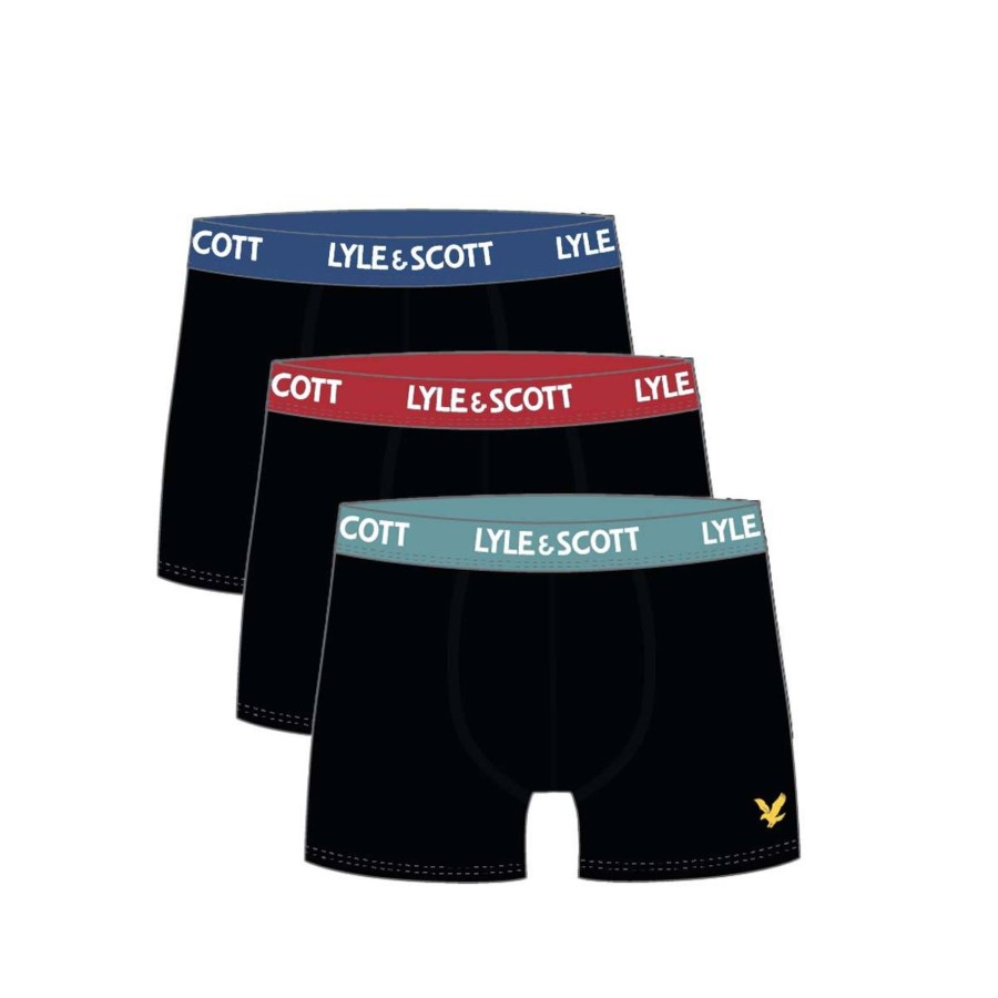 Barneklaer Lyle & Scott | Lyle & Scott 3-Pack Boxer Til Barn Og Ungdom, Black