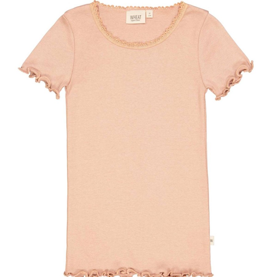 Barneklaer Wheat | Wheat Rib Lace T-Skjorte Til Barn, Rose Dawn