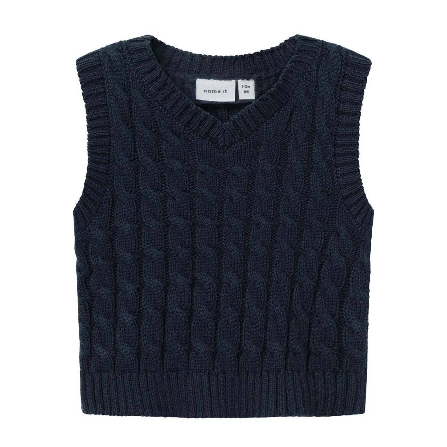 Barneklaer Name It | Name It Ruso Strikket Vest Til Baby, Dark Sapphire