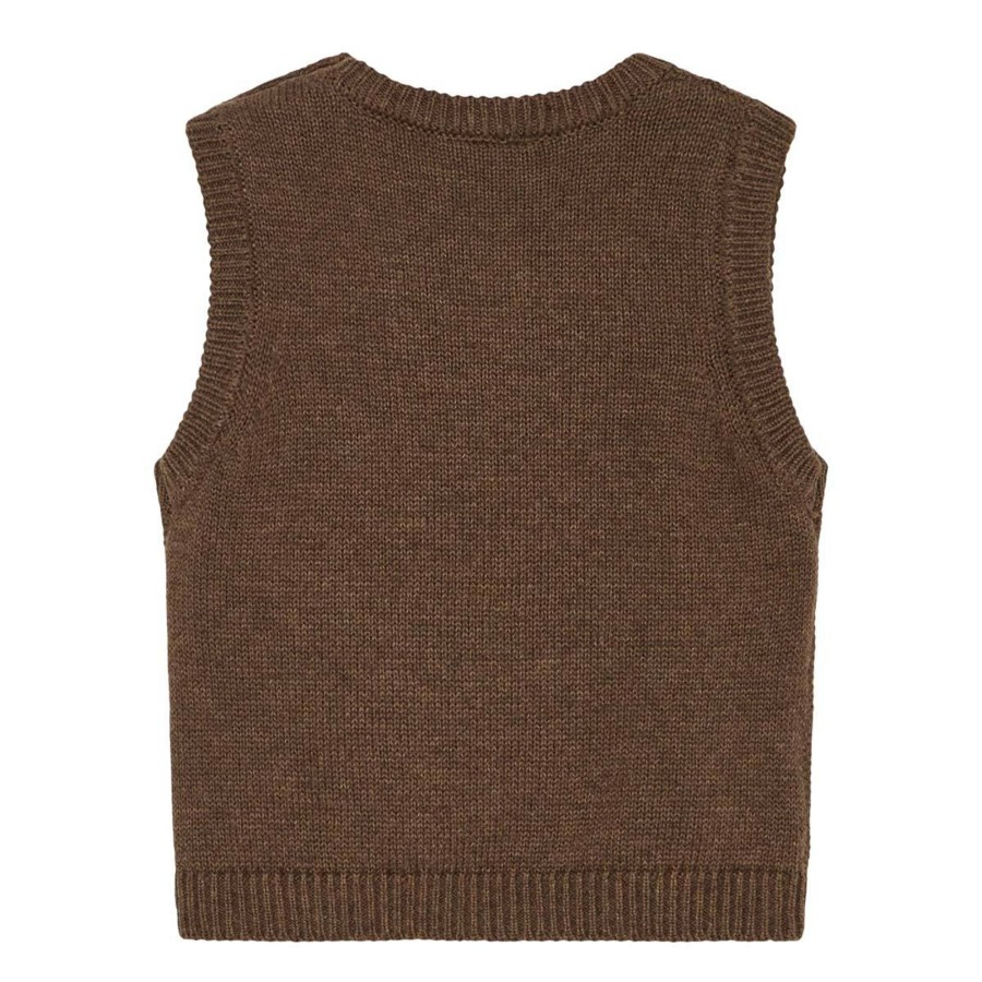 Barneklaer Hust&Claire | Hust & Claire Perrie Strikket Vest Til Baby, Cub Brown