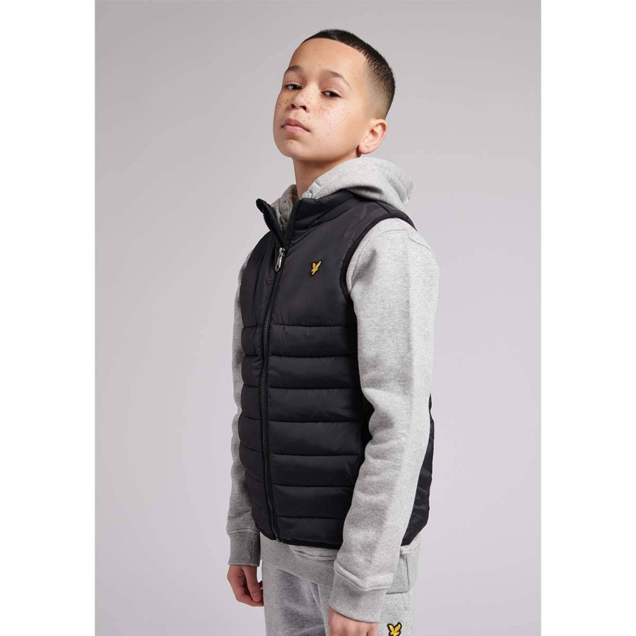 Yttertoy Og Sko Lyle & Scott | Lyle & Scott Gilet Lett Boblevest Teen, Black