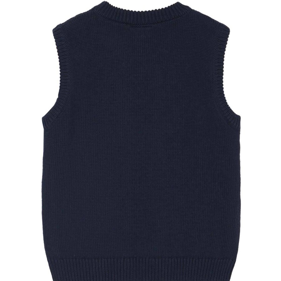 Barneklaer Hust&Claire | Hust & Claire Eigil Strikket Vest Til Ungdom, Navy