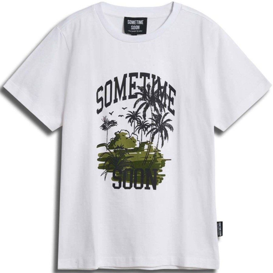 Barneklaer Sometime Soon | Sometime Soon Palm T-Skjorte Til Barn, Bright White