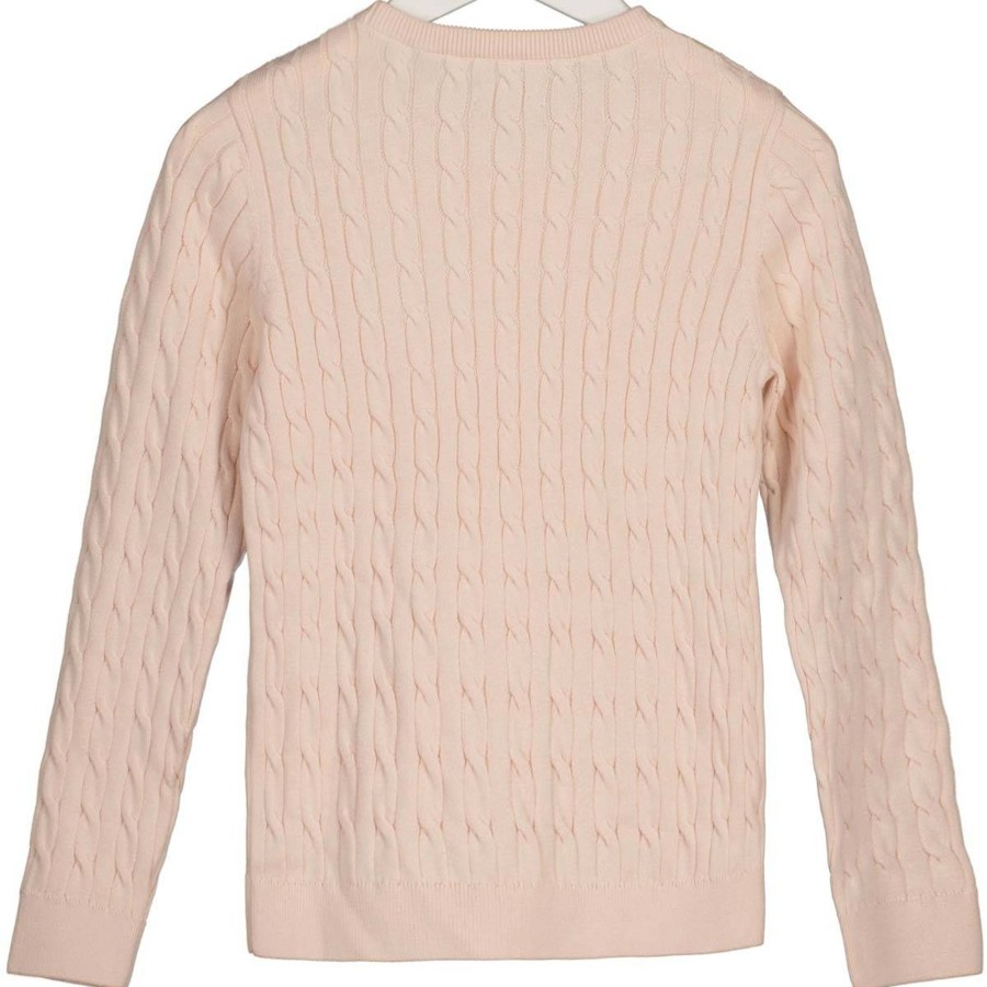 Barneklaer Gant | Gant Crewneck Genser Med Kabelstrikk, Silver Peony