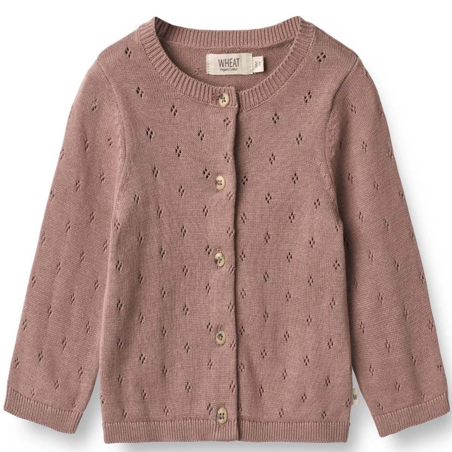 Barneklaer Wheat | Wheat Maia Strikket Cardigan Til Baby, Lavender Rose