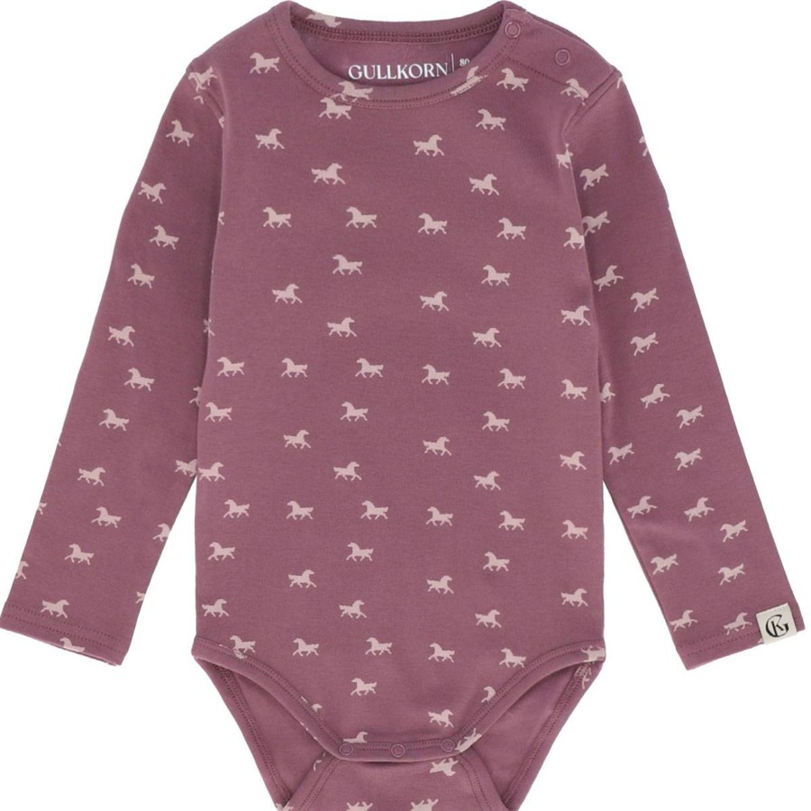 Barneklaer Gullkorn | Gullkorn Villvette Body Til Baby, Lilla Print