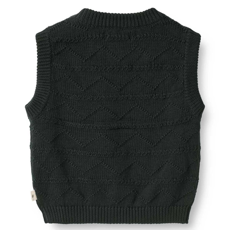 Barneklaer Wheat | Wheat Bobby Strikket Vest Til Baby, Navy