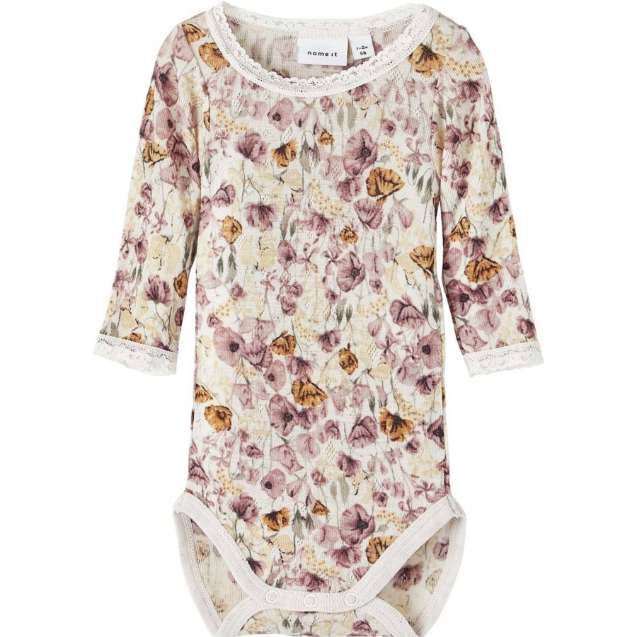 Barneklaer Name It | Name It Wang Needle Body I Ull M/Blomster, Moonbeam