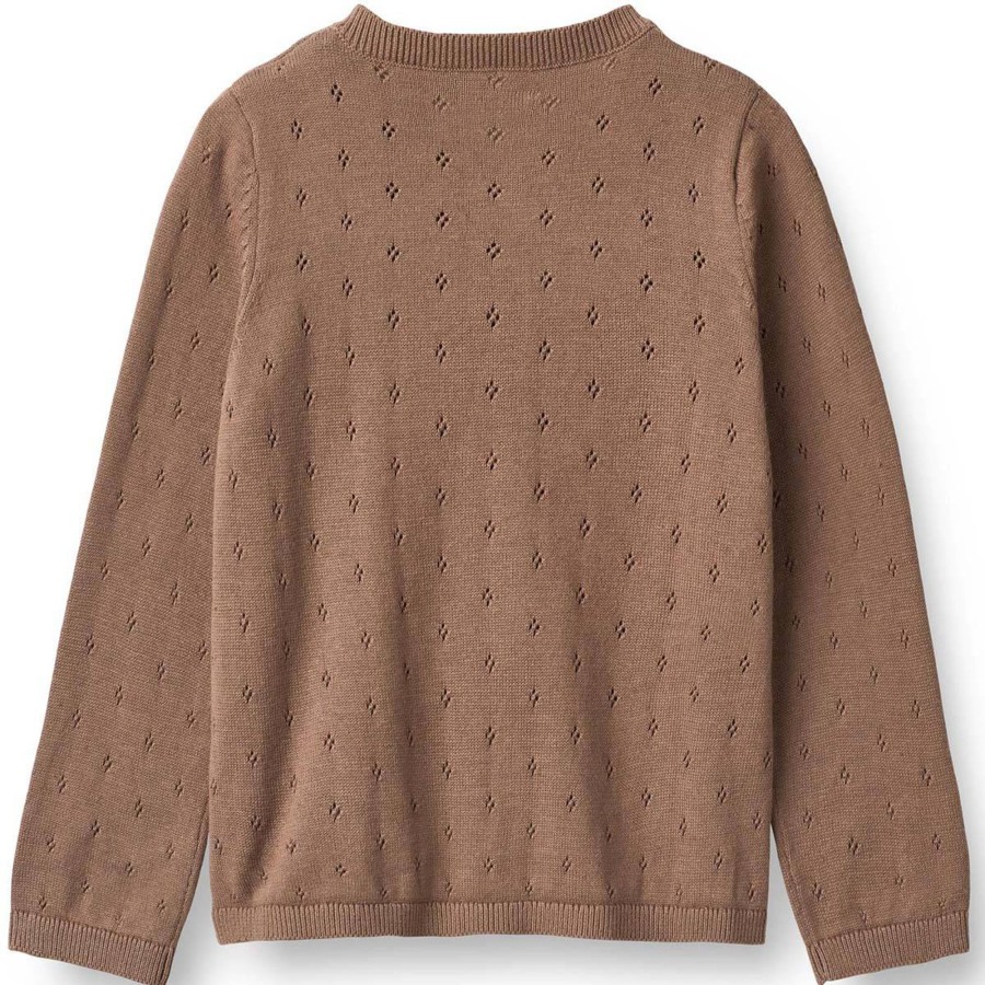 Barneklaer Wheat | Wheat Maia Strikket Cardigan Til Barn, Cocoa Brown