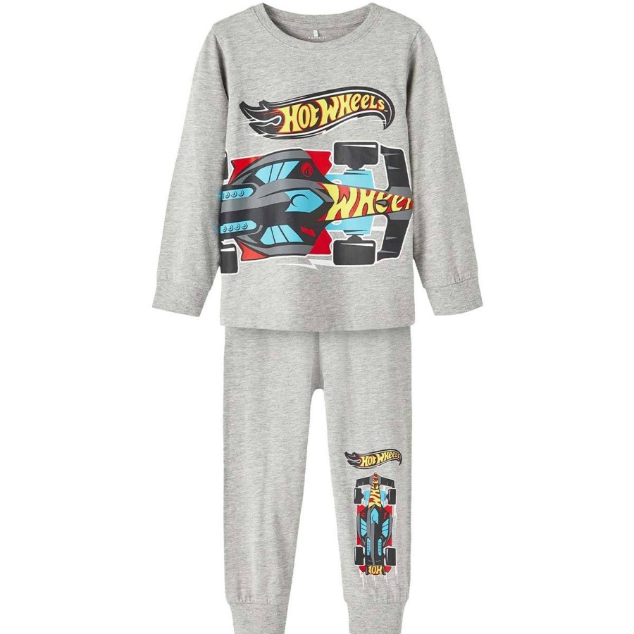 Barneklaer Name It | Name It Nilak Hot Wheels Pyjamas, Grey Melange