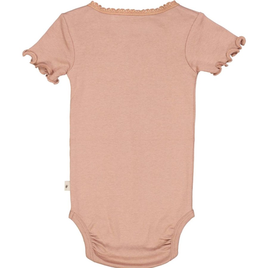 Barneklaer Wheat | Wheat Rib Lace Kortermet Body, Rose Dawn