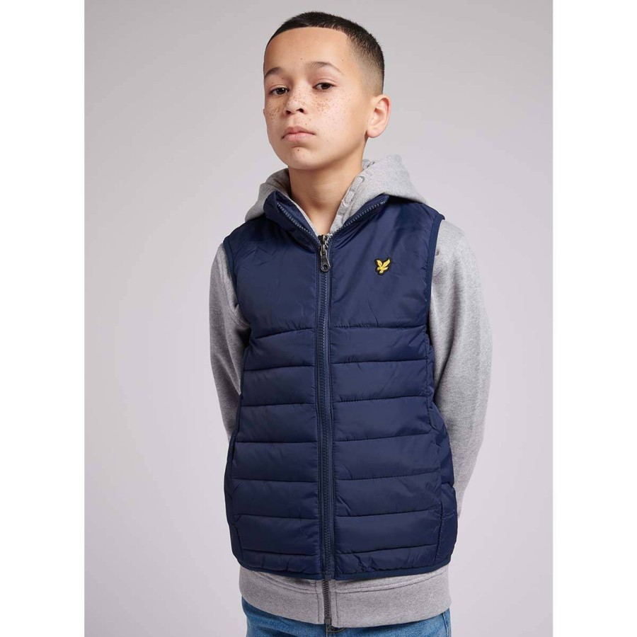 Yttertoy Og Sko Lyle & Scott | Lyle & Scott Gilet Lett Boblevest Teen, Navy Blazer