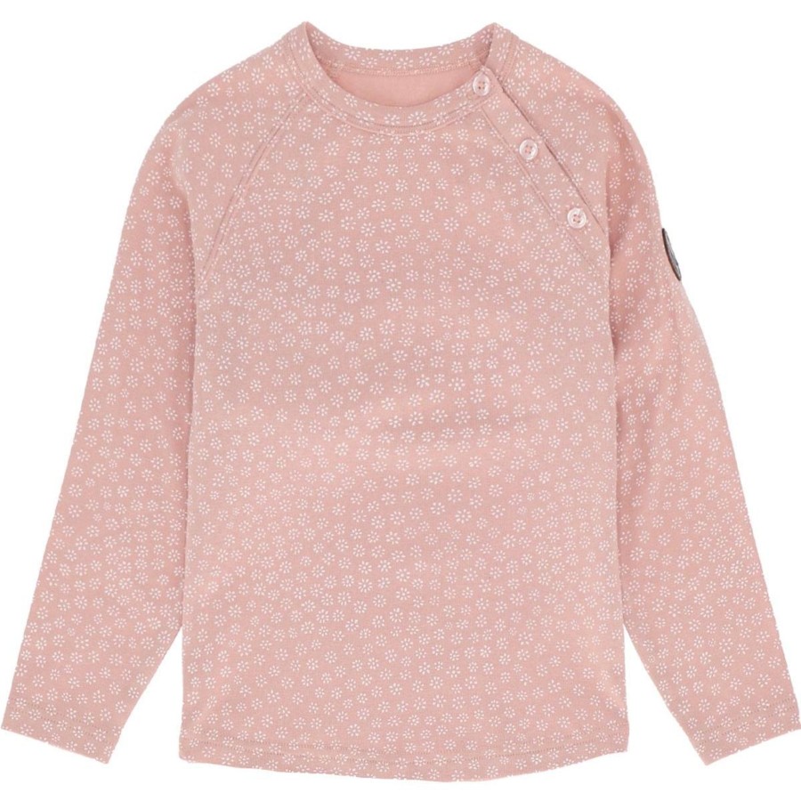 Barneklaer Gullkorn | Gullkorn Villvette Genser M/Blomster, Soft Rosa